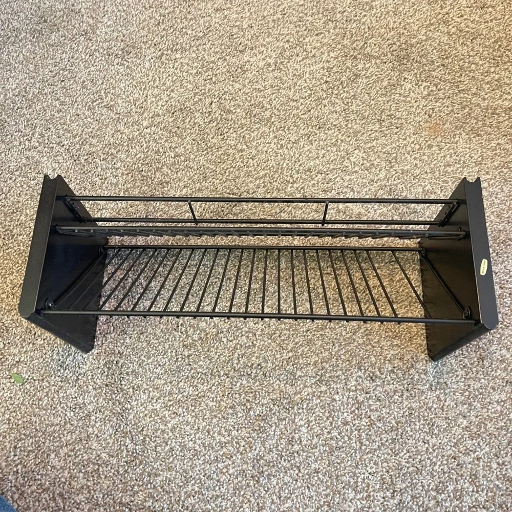 Vintage Y2k 25 CD Storage‎ Desk Stand Holder Display Metal Wire Rack black wood